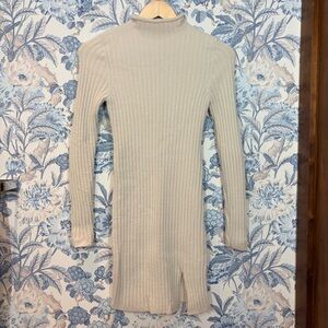 Aritzia Elegant Cream Ribbed Knit Dress